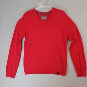 Aeropostale Mens‎ Red V-Neck Sweater Cotton Wool Blend A87 Logo Size Large